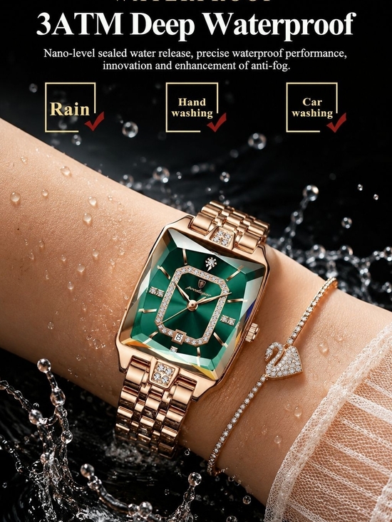 Rose Gold Bracelet Watch with Emerald Green Dial main image 5